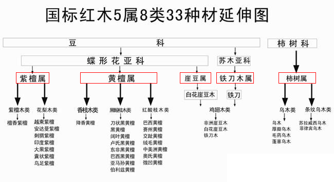 五属,八类,三十三个树种,红木也是大家庭